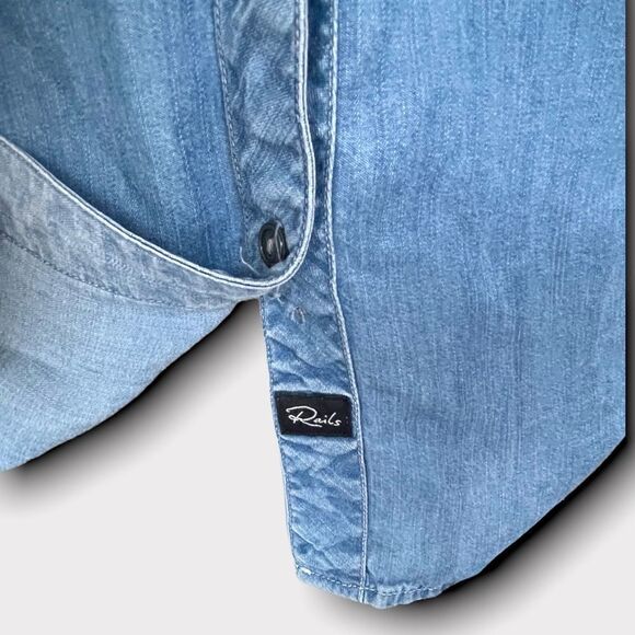 Rails | EUC Women's Jackson Contrast Sleeve Button Down Shirt Size Small - Picture 5 of 10